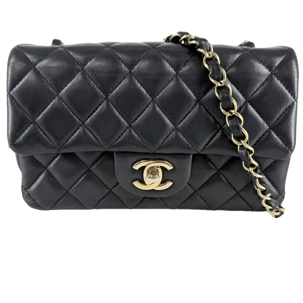 CHANEL シャネル ショルダーバッグ ミニマトラッセ ココマーク 肩掛け 斜め掛け ラムスキン ブラック 黒 ゴールド金具 レディース【中古品】