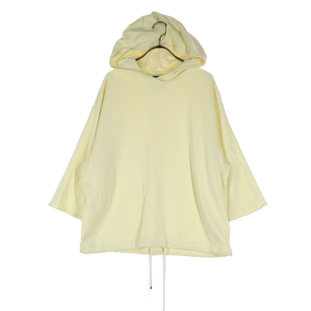美品 NIKE ナイキ ワンポイントロゴ 長袖 パーカー L イエロー ショート丈