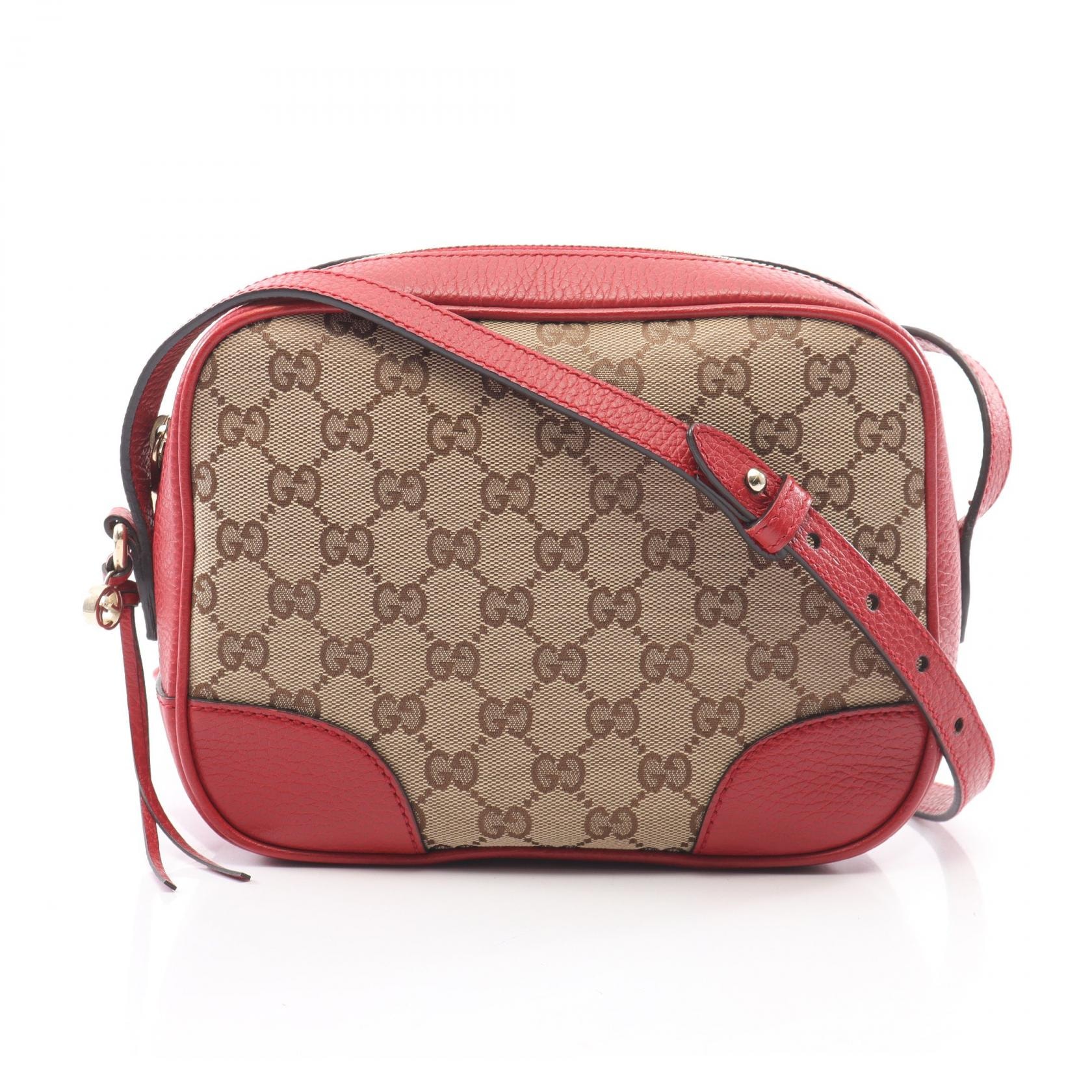 グッチ GUCCI ブリー GGキャンバス ショルダーバッグ バッグ キャンバス レザー レディース ベージュ系 / ブラウン系 / レッド系 449413 【中古】