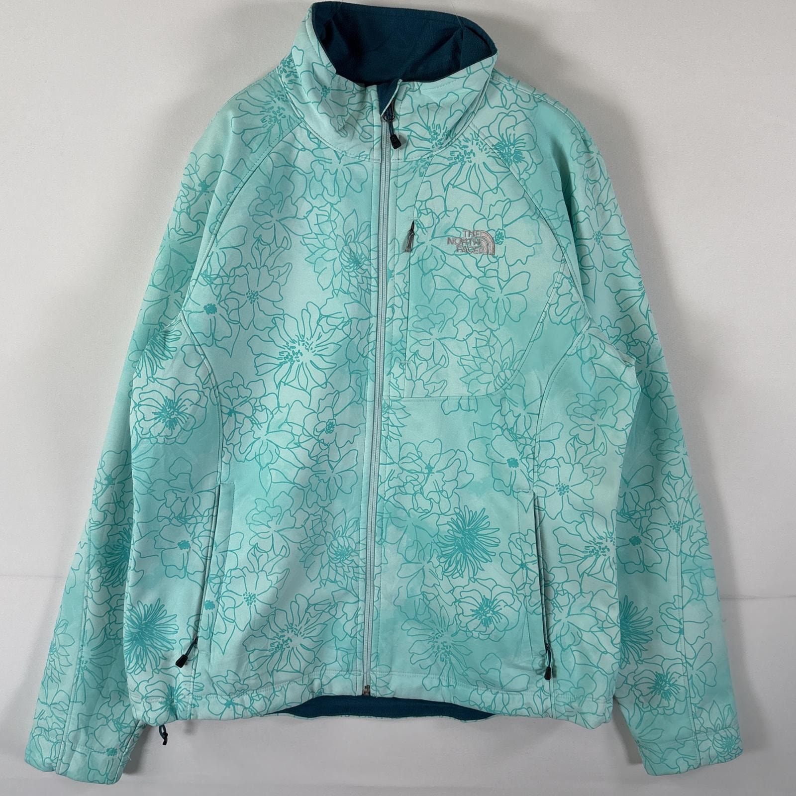 古着 ザ・ノースフェイス THE NORTH FACE ナイロンジャケット シェルジャケット フルジップ ボタニカル 花柄 総柄 L  ブルー系 レディース
