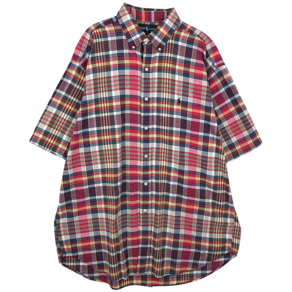 古着 ラルフローレン Ralph Lauren BLAKE 半袖 ボタンダウン チェックシャツ メンズXL相当/eaa641186