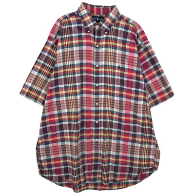 古着 ラルフローレン Ralph Lauren BLAKE 半袖 ボタンダウン チェックシャツ メンズXL相当/eaa641186