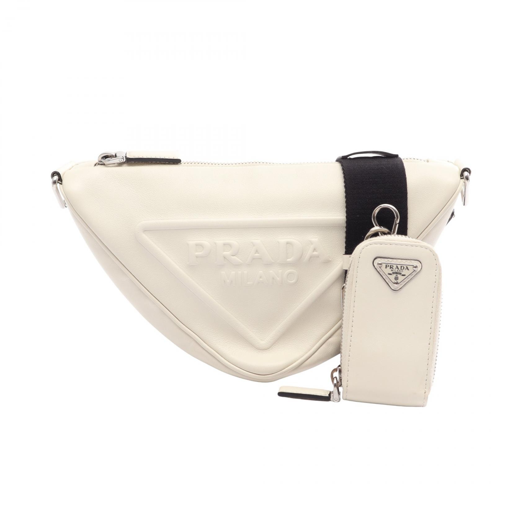 プラダ PRADA トライアングル ショルダーバッグ バッグ レザー レディース ホワイト系 【中古】