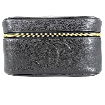 CHANEL シャネル バッグ バニティバッグ ココマーク 化粧ポーチ メイクポーチ キャビアスキン ブラック 黒 ゴールド金具 レディース【中古品】