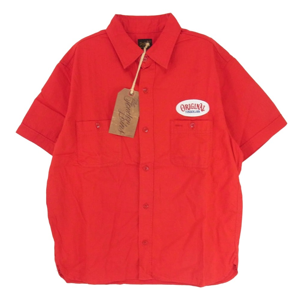 TENDERLOIN テンダーロイン 半袖シャツ T-G.S SHT S/S ロゴワッペン付き ヘリンボーン 半袖 ワークシャツ レッド系 M【中古】