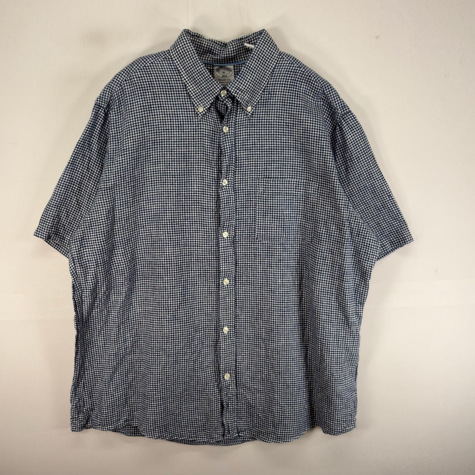 古着 ブルックスブラザーズ Brooks Brothers 半袖シャツ 胸ポケ 1818 XL  ブルー系 チェック メンズ