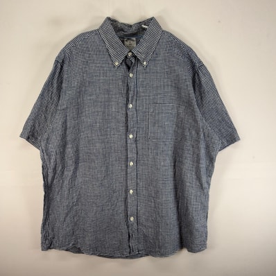 古着 ブルックスブラザーズ Brooks Brothers 半袖シャツ 胸ポケ 1818 XL ブルー系 チェック メンズ
