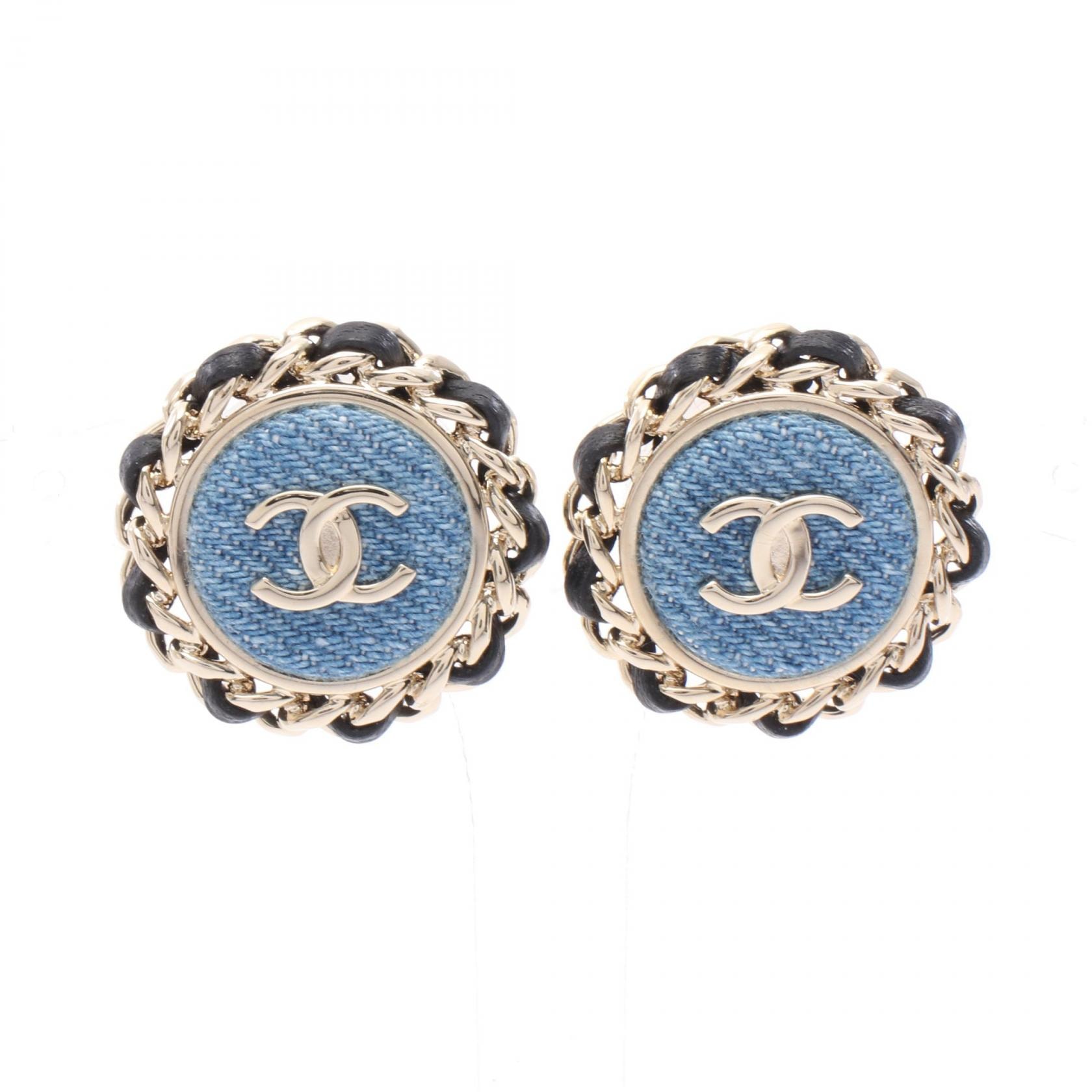 シャネル CHANEL ココマーク サークル ピアス ジュエリー GP(ゴールドメッキ) デニム レディース ゴールド系 / ブルー系 / ブラック系 【中古】