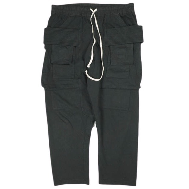 DRKSHDW ダークシャドウ 24SS CREATCH CARGO CROPPED DRAWSTRING PANTS クリーチカーゴクロップドドローストリングパンツ DU01D1371-RIG M BLACK Rick Owens サルエル イージー