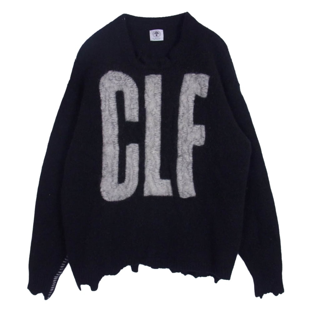 SAINT MICHAEL セントマイケル ニット 22AW SM-A22-0000-033 CLF KNIT ウール ダメージ ニット  セーター ブラック系 L【中古】