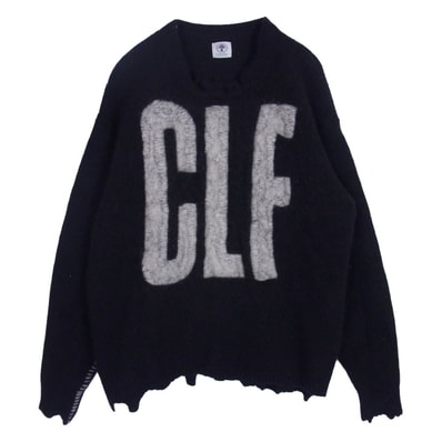SAINT MICHAEL セントマイケル ニット 22AW SM-A22-0000-033 CLF KNIT ウール ダメージ ニット セーター ブラック系 L【中古】