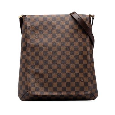 ルイ ヴィトン ダミエ ミュゼット 斜め掛け ショルダーバッグ N51302 ブラウン PVC レザー レディース LOUIS VUITTON 中古