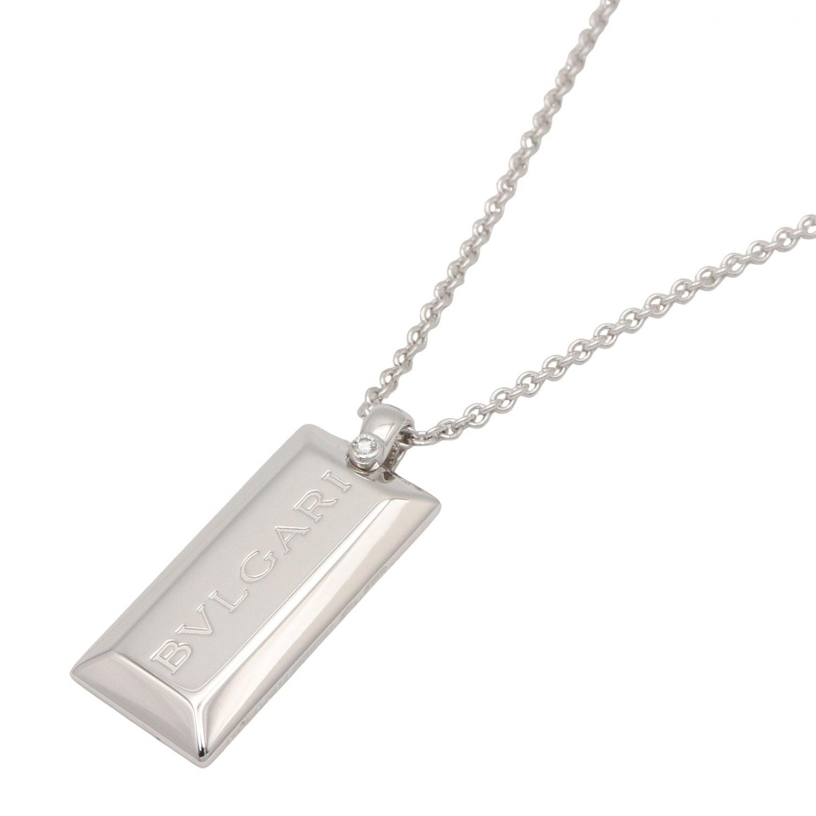 ブルガリ BVLGARI インゴット 1Pダイヤ ネックレス ネックレス ジュエリー K18WG(ホワイトゴールド) ダイヤモンド レディース クリア系 / シルバー系 【中古】