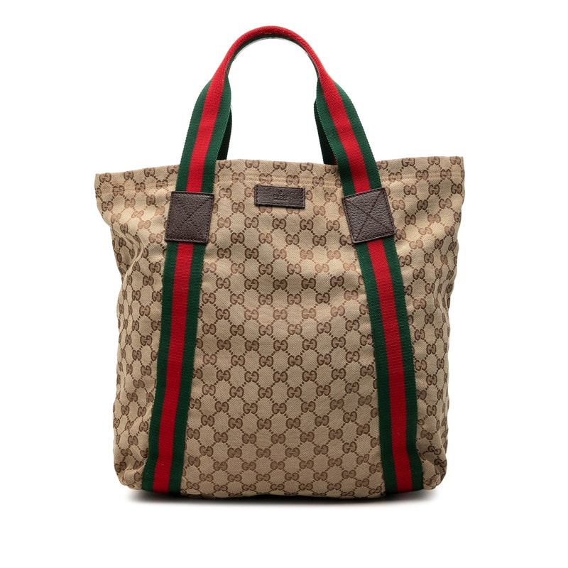 구찌 GG 캔버스 토트 백 189669 베이지 캔버스 가죽 여성 GUCCI [중고]