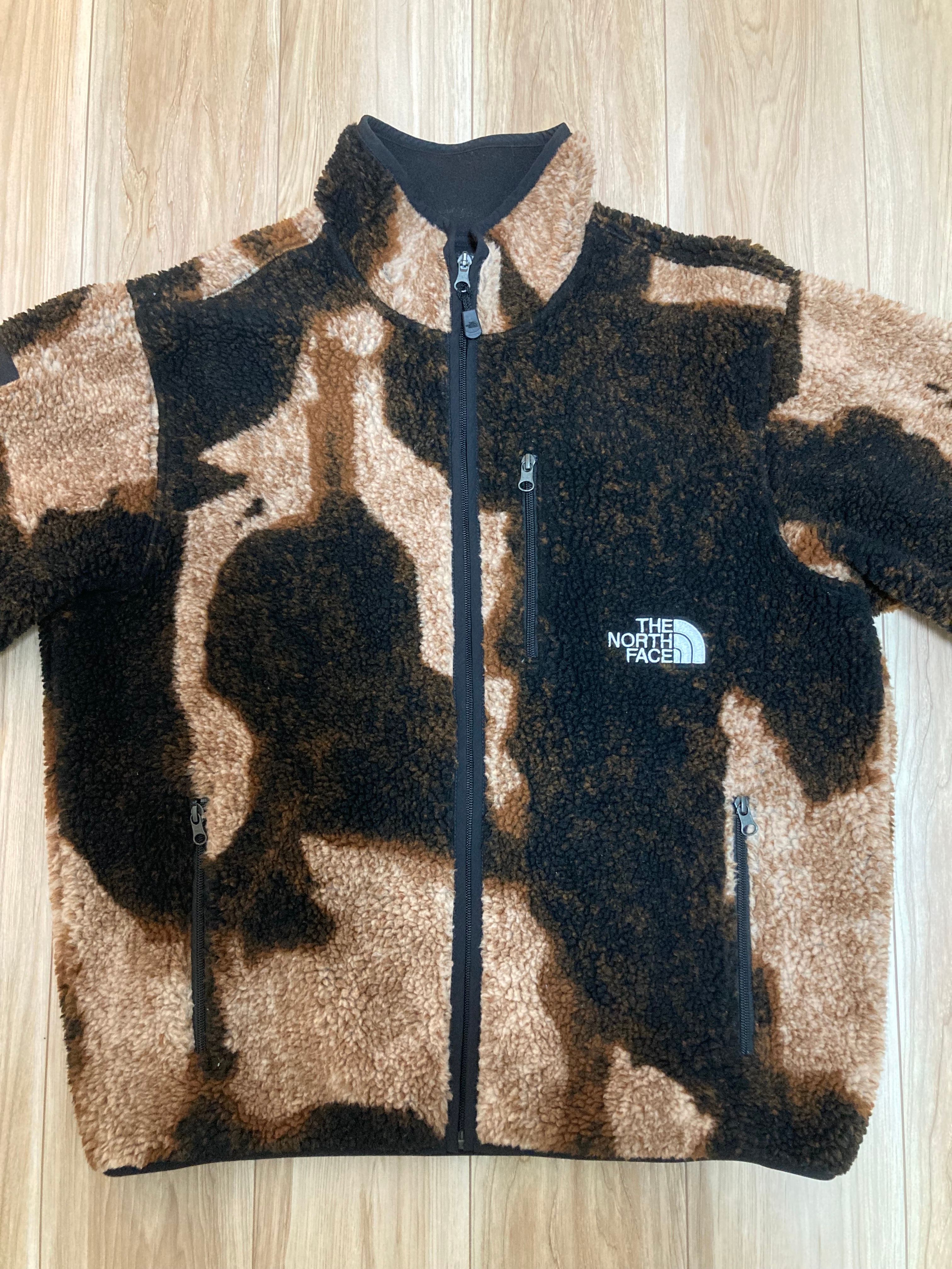 Supreme x The North Face Bleached Denim Print Fleece Jacket "Black"