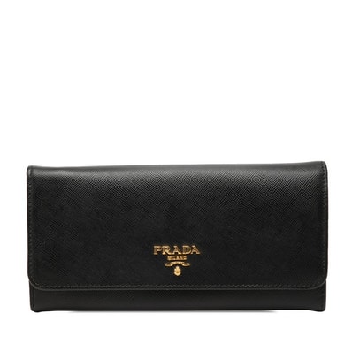 プラダ 二つ折り 長財布 1MH132 ネロ ブラック サフィアーノレザー レディース PRADA 【中古】