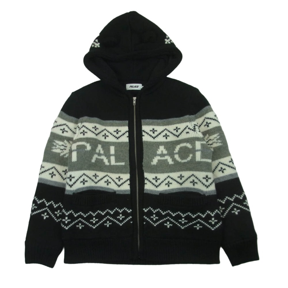 PALACE パレス 25AW LOVES ME HOODED KNIT ラブズ ミー フーデッド ジップアップ ニット パーカー ブラック系 グレー系 ホワイト系 S【中古】