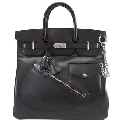 HERMES エルメス ハンドバッグ オータクロア40 ロック 黒 (ブラック) エバーグレイン(エヴァーグレイン) シルバー金具 W刻印 新品同様【中古】