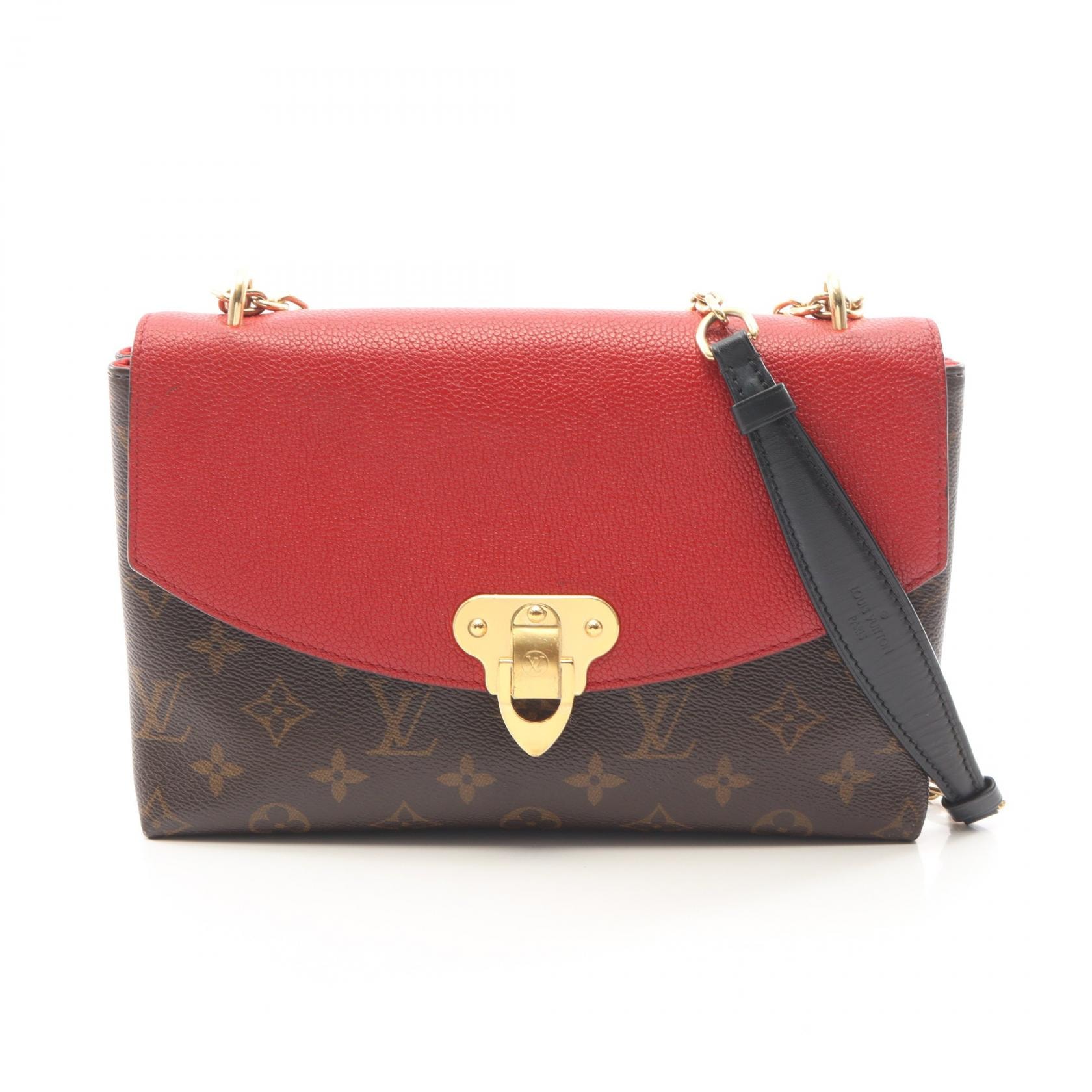 ルイ・ヴィトン LOUIS VUITTON サン プラシード モノグラム スリーズ ショルダーバッグ バッグ PVCコーティングキャンバス レザー レッド レディース ブラウン系 / レッド系 M43713 【中古】