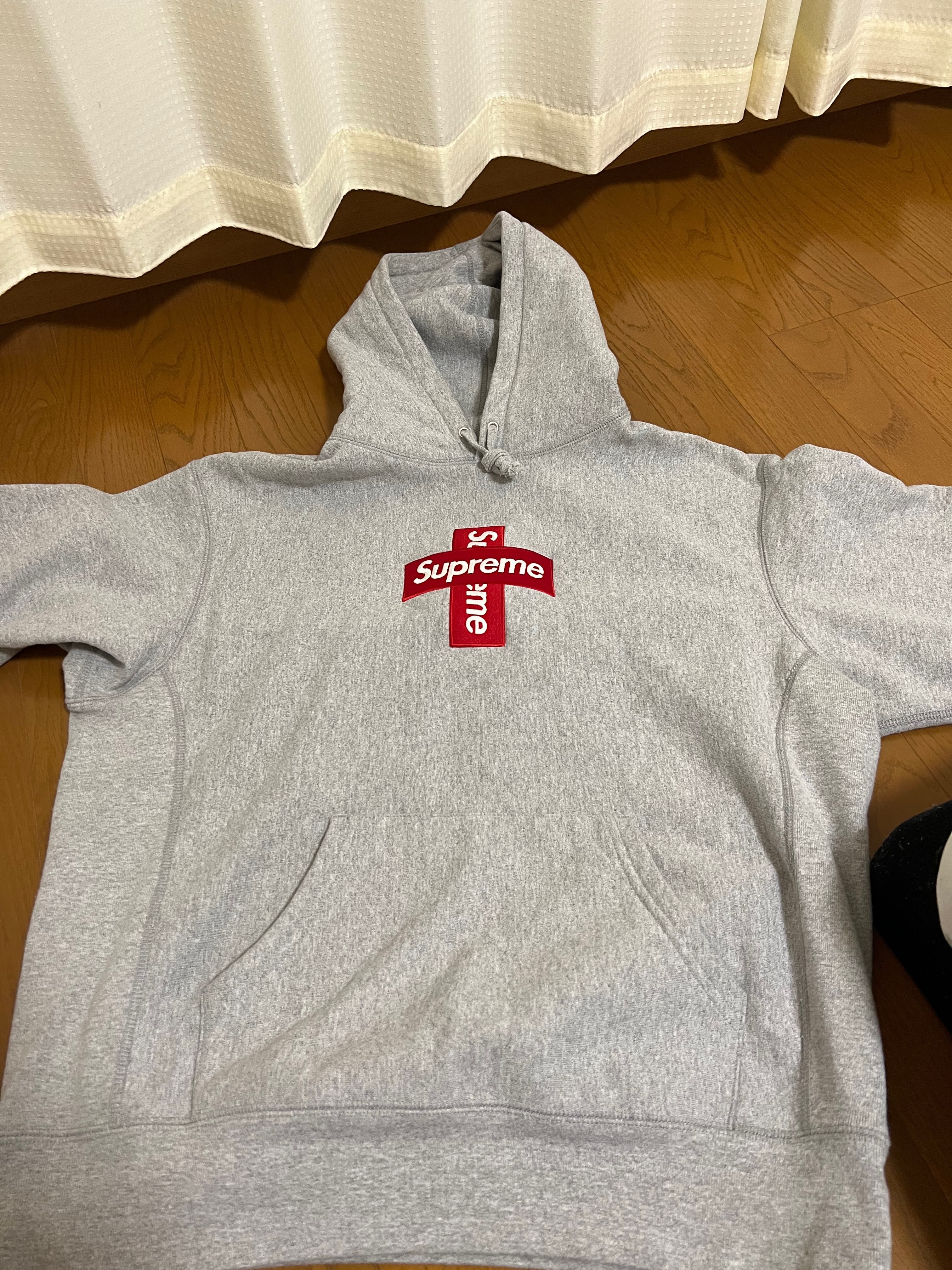 Supreme Cross Box Logo Hooded Sweatshirt "Grey"