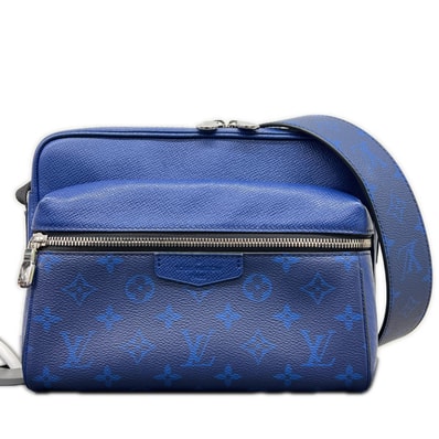 LOUIS VUITTON 極美品 ルイヴィトン アウトドアメッセンジャーPM タイガラマ ショルダーバッグ M30242 レザー RFID確認済 ブルー クロスボディ モノグラム ヴィトン LV Aランク 中古 鑑定済