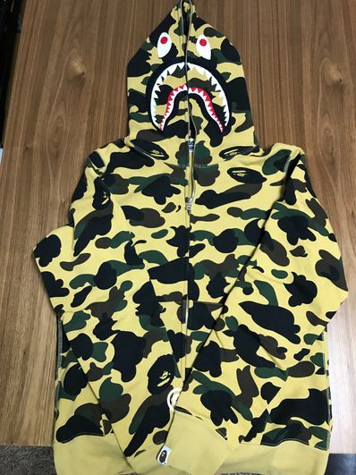 A BATHING APE 1st Camo PONR Shark Full Zip Hoodie "Yellow"