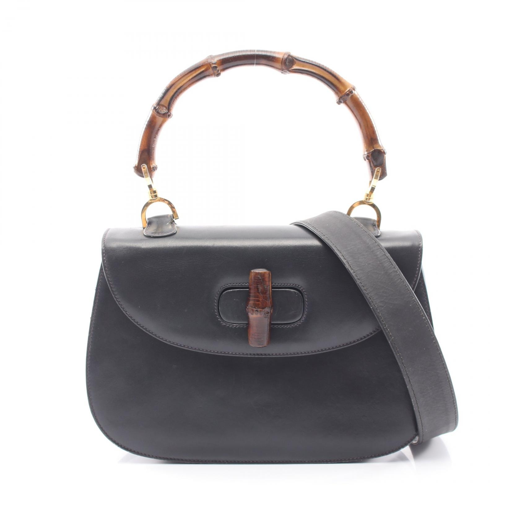 グッチ GUCCI オールドグッチ バンブー 2WAY ハンドバッグ バッグ レザー レディース ネイビー系 000 46 0633 【中古】