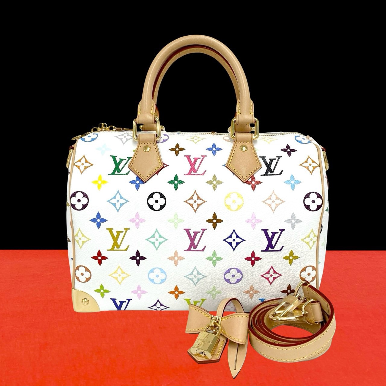 LOUIS VUITTON ルイヴィトン スピーディ 25 モノグラムマルチカラー 村上隆モデル PVC レザー ショルダーバッグ ブラウン
29298