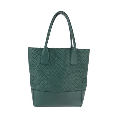 美品 BOTTEGAVENETA ボッテガヴェネタ イントレチャート グリーン レザー トートバッグ ショルダーバッグ 600962 【中古】