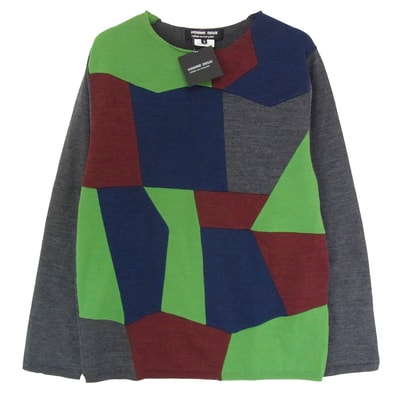 COMME des GARCONS HOMME DEUX コムデギャルソンオムドゥ ニット 25AW DP-N002-051 WOOL PATCHWORK KNIT ウール パッチワーク ニット マルチカラー系 M【極上美品】【中古】
