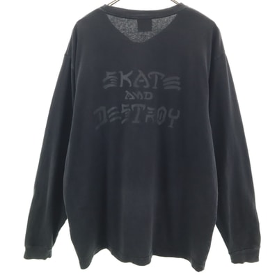 THRASHER スラッシャー バックプリント 長袖 Tシャツ S ブラック ロンT