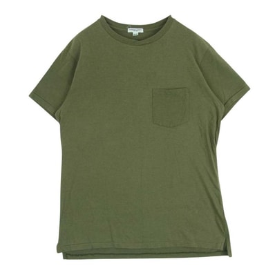 Engineered Garments エンジニアードガーメンツ 半袖Tシャツ 無地 クロスネック ポケット 半袖 Tシャツ オリーブ系 M【中古】