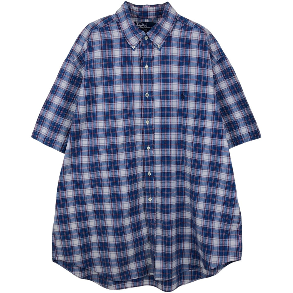 古着 ラルフローレン Ralph Lauren POLO by Ralph Lauren BLAKE 半袖 ボタンダウン チェックシャツ メンズXL相当/eaa660943