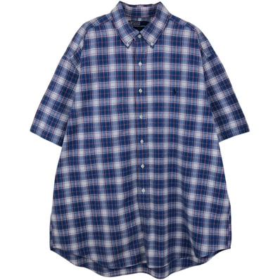 古着 ラルフローレン Ralph Lauren POLO by Ralph Lauren BLAKE 半袖 ボタンダウン チェックシャツ メンズXL相当/eaa660943