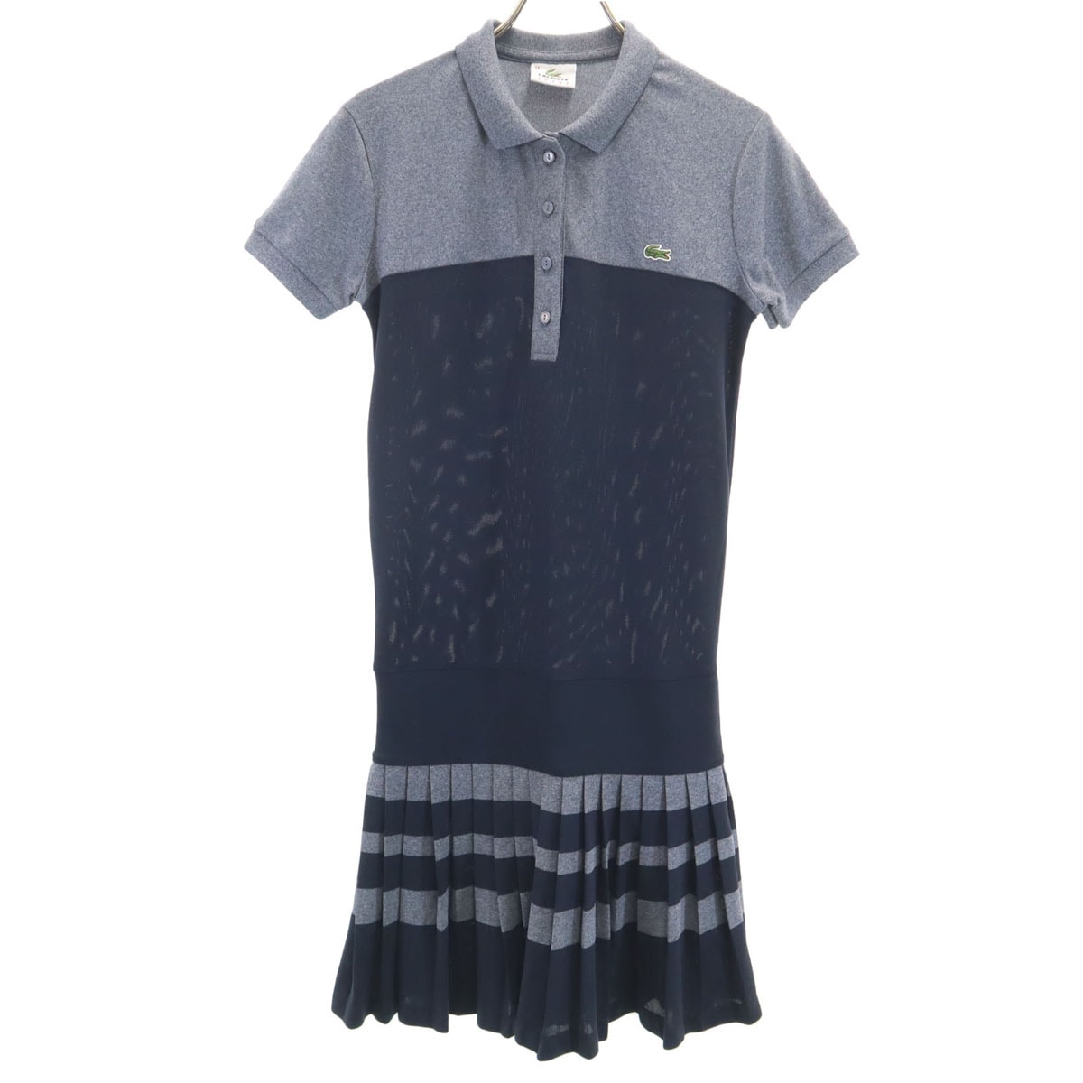 美品 LACOSTE SPORT ラコステスポーツ 半袖 ポロ ワンピース 34 ネイビー