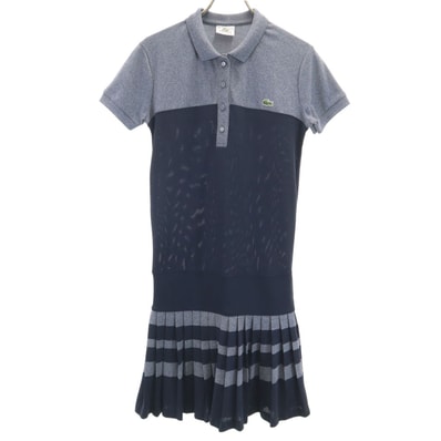 美品 LACOSTE SPORT ラコステスポーツ 半袖 ポロ ワンピース 34 ネイビー