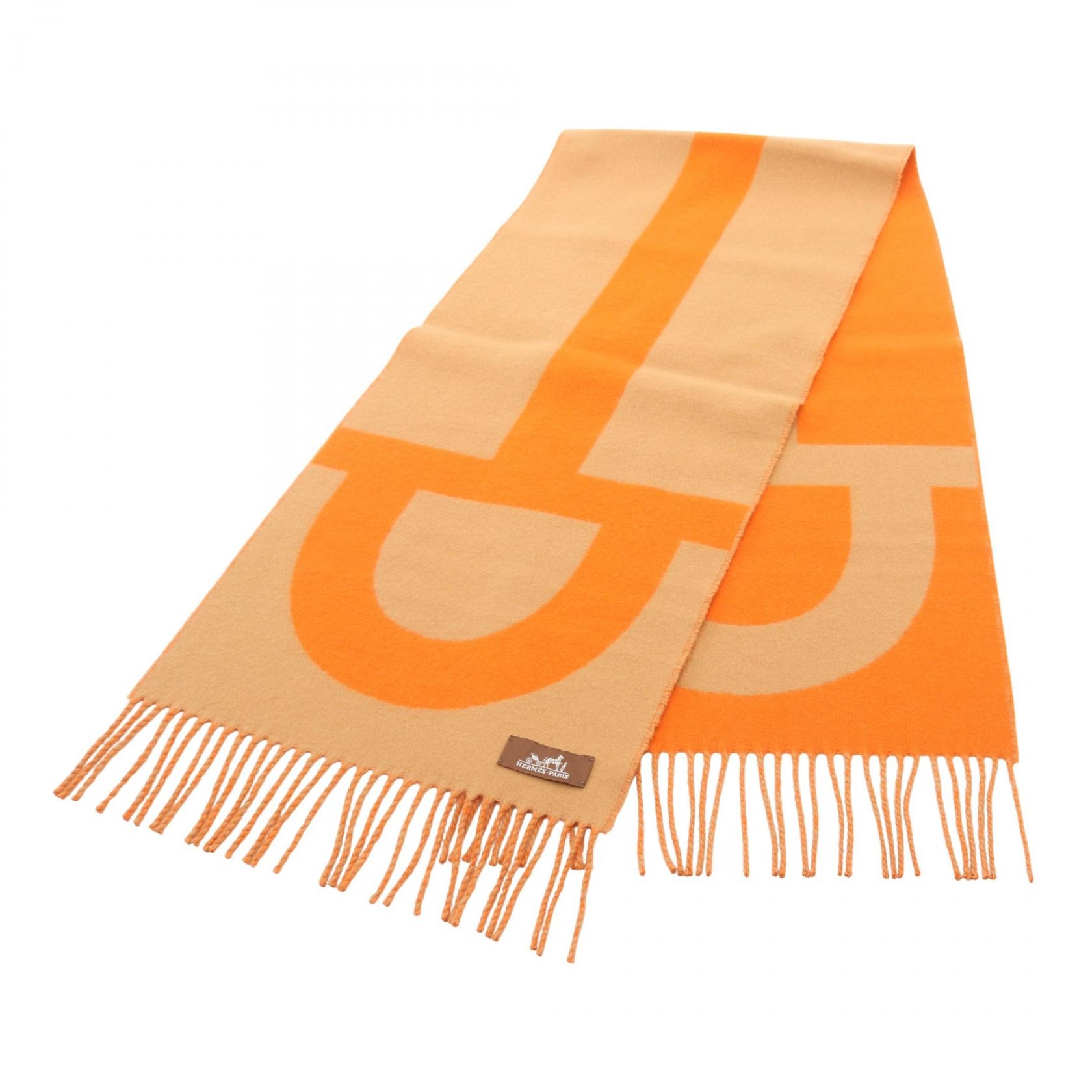 エルメス HERMES グランモール マフラー 衣料品 カシミヤ ベージュ レディース ベージュ系 / オレンジ系 【中古】