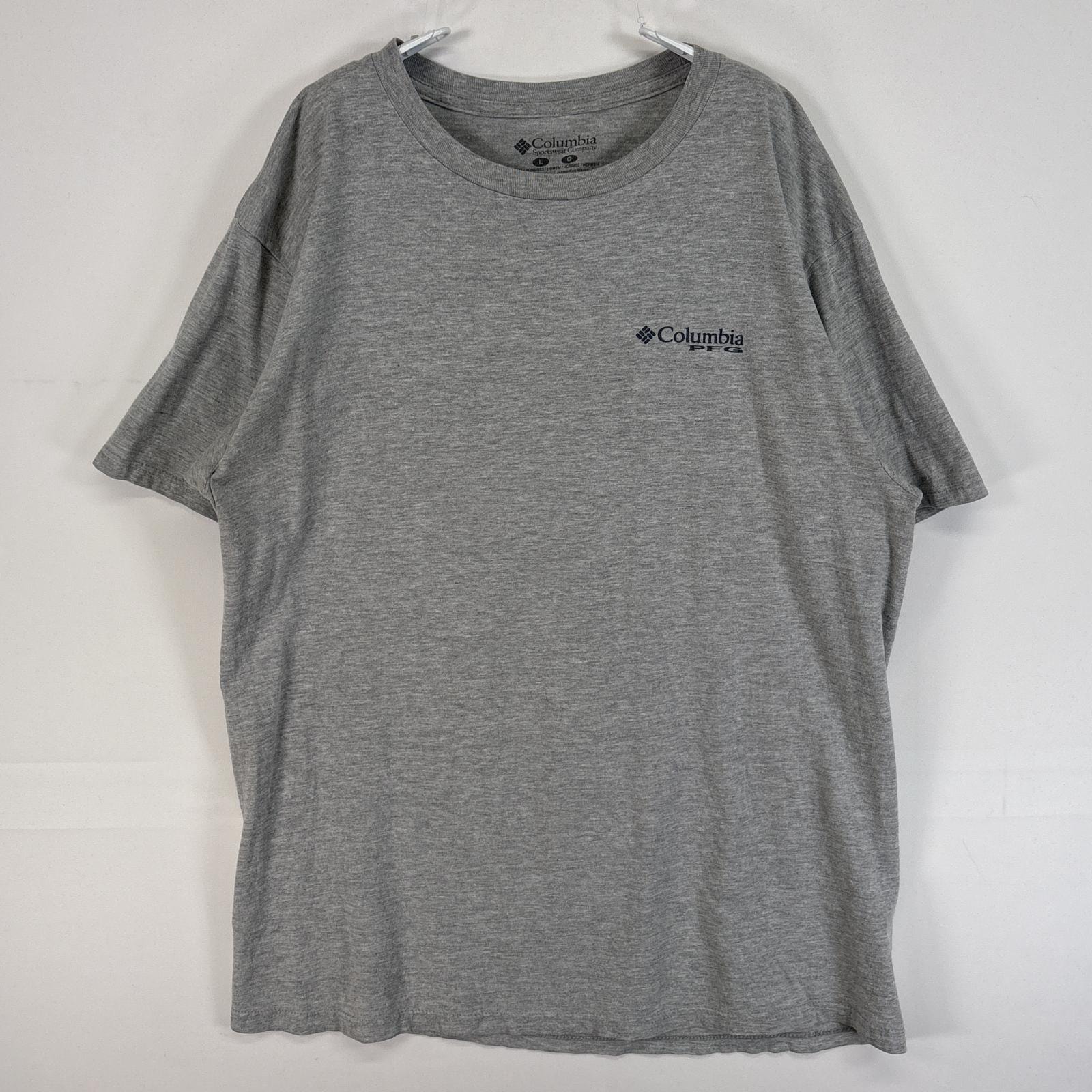 古着 コロンビア Columbia 半袖Tシャツ 両面 プリント PFG 船 クルーネック L グレー メンズ