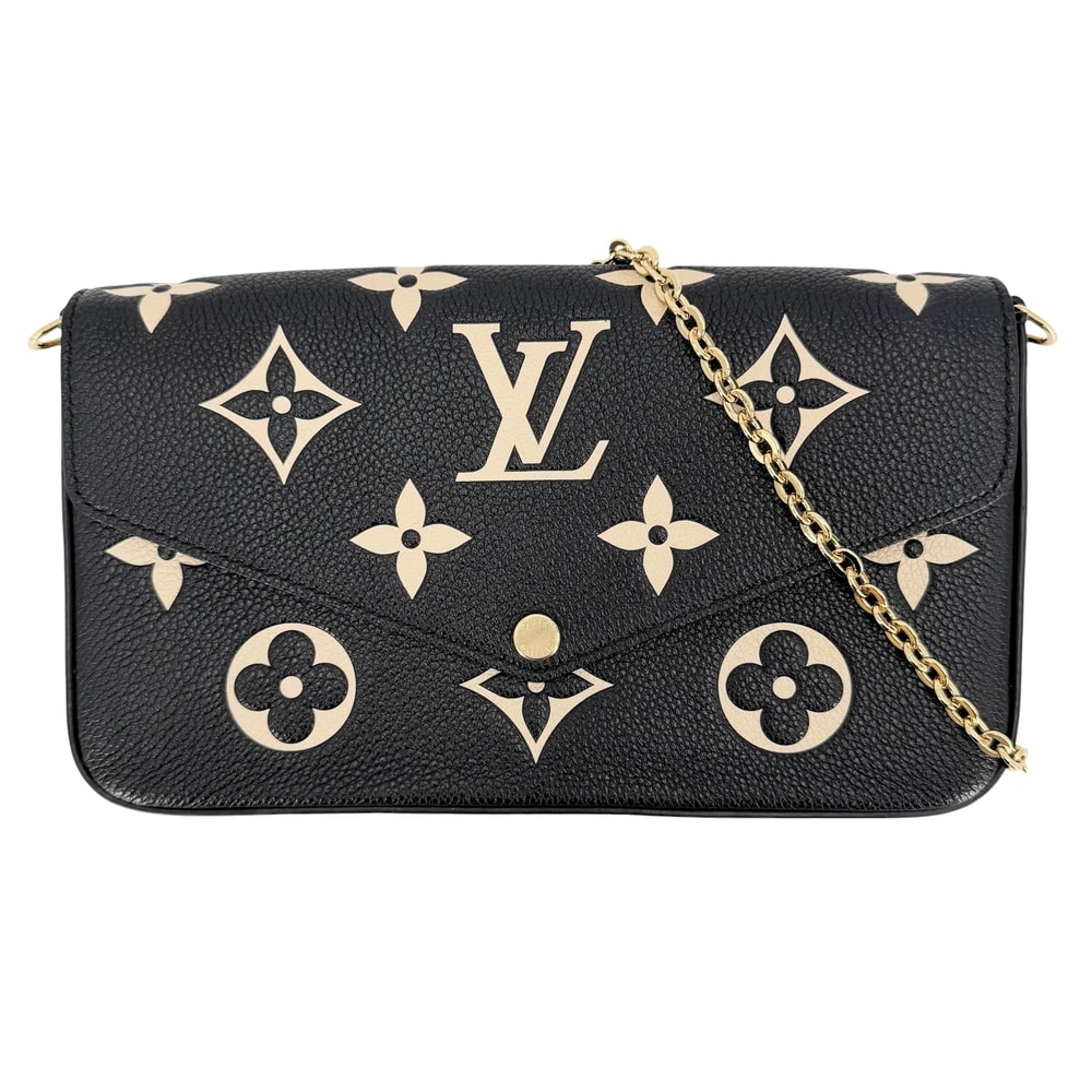 LOUIS VUITTON ルイヴィトン ショルダーバッグ モノグラムアンプラント ポシェットフェリシー チェーンウォレット 肩掛け 斜め掛け M82479 レザー    ブラック 黒 ベージュ ゴールド金具 レディース【中古品】