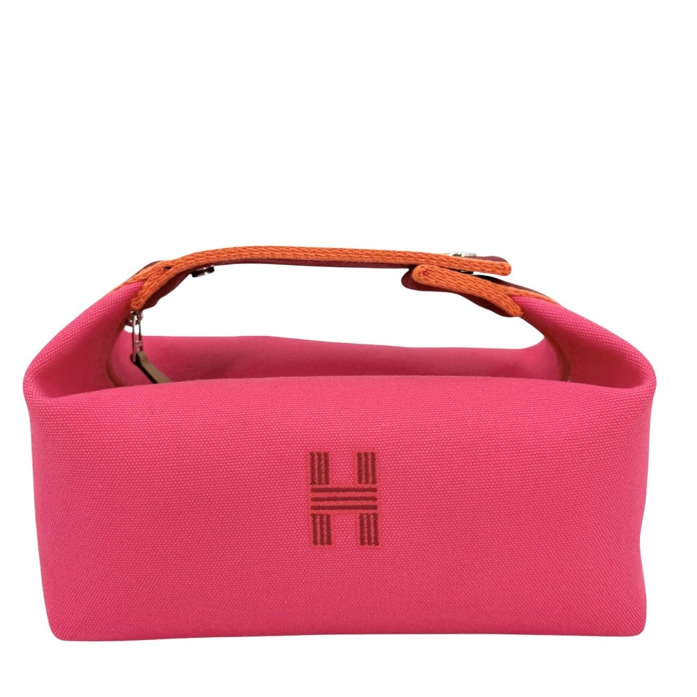 HERMES エルメス ハンドバッグ ヴァニティポーチ ブリッド・ア・ブラックPM ポーチ コットン ピンク シルバー金具 レディース 美品【中古品】