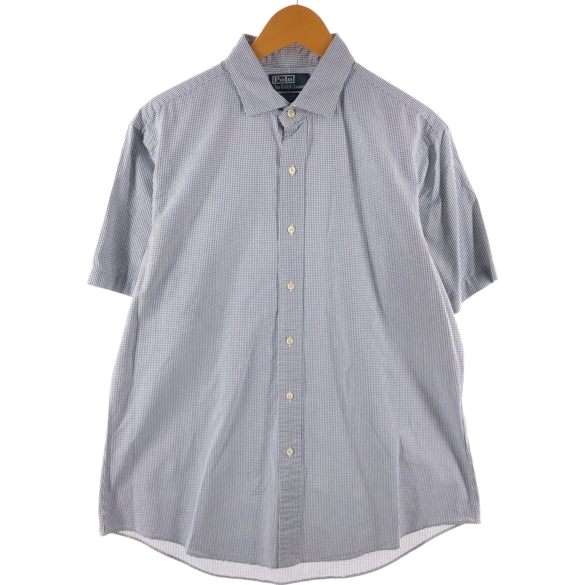 古着 ラルフローレン Ralph Lauren POLO by Ralph Lauren ESTATE CUSTOM FIT ワイドカラー 半袖 チェックシャツ メンズXL相当/eaa533034