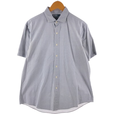 古着 ラルフローレン Ralph Lauren POLO by Ralph Lauren ESTATE CUSTOM FIT ワイドカラー 半袖 チェックシャツ メンズXL相当/eaa533034