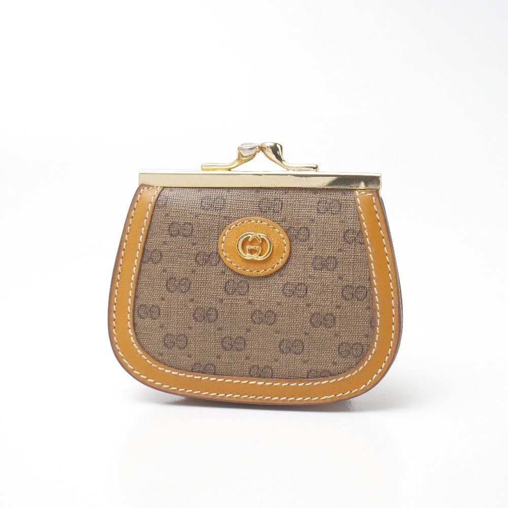 ■美品■OLD GUCCI オールドグッチ ヴィンテージ コインケース GG がま口 レザー ブランド古着【中古】20260922/RB0741