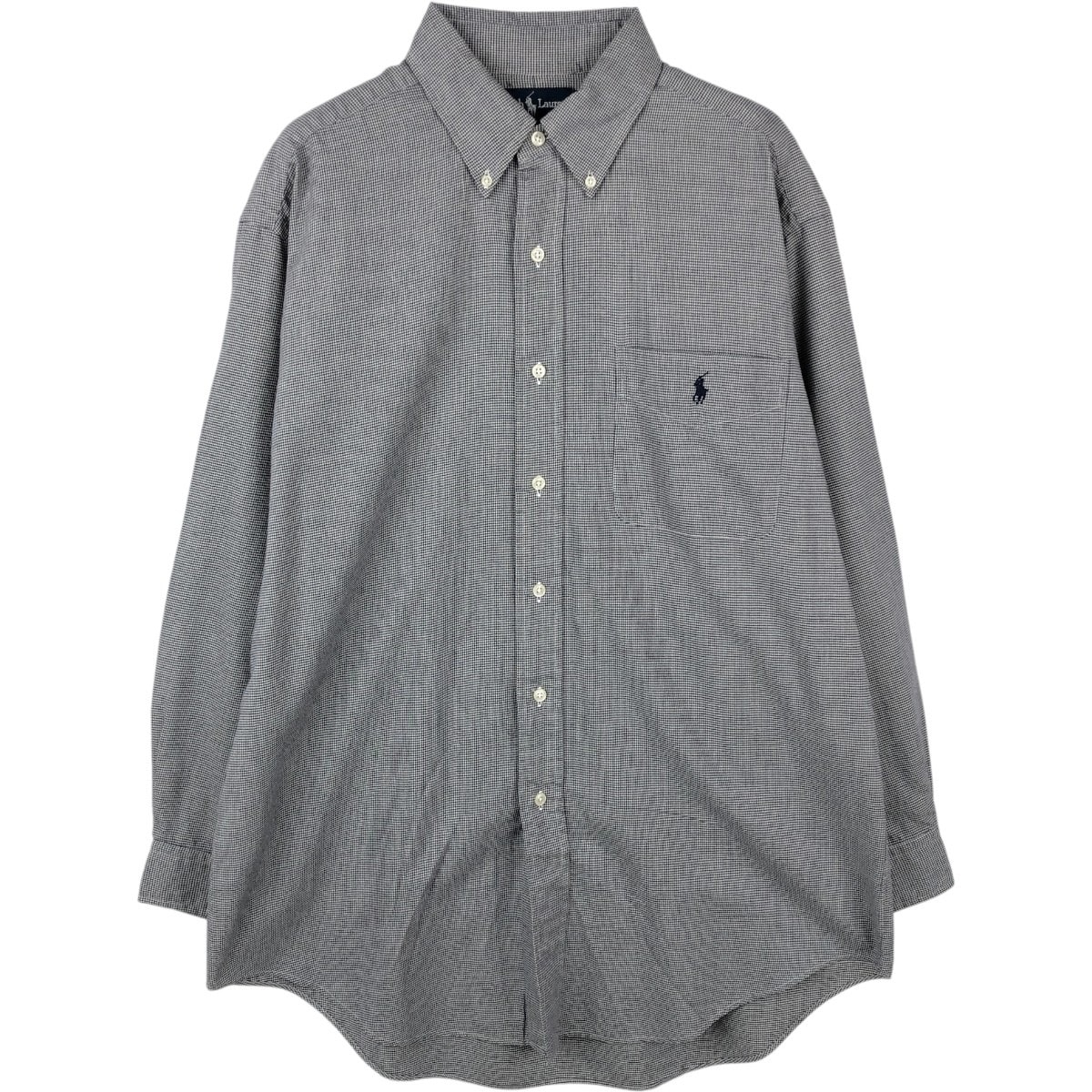 古着 ラルフローレン Ralph Lauren YARMOUTH 千鳥格子柄 長袖 ボタンダウンチェックシャツ メンズL相当/eaa662079