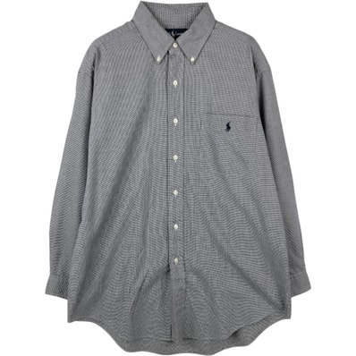 古着 ラルフローレン Ralph Lauren YARMOUTH 千鳥格子柄 長袖 ボタンダウンチェックシャツ メンズL相当/eaa662079