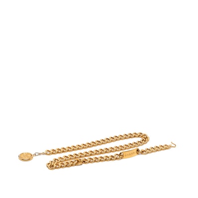 シャネル ヴィンテージ ロゴ チェーン ベルト ゴールド メッキ メンズ CHANEL 【中古】