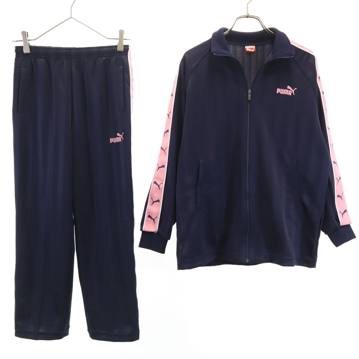 PUMA プーマ ストライプ柄 トラックジャケット 上下セットアップ 150/140 ネイビー ジャージ