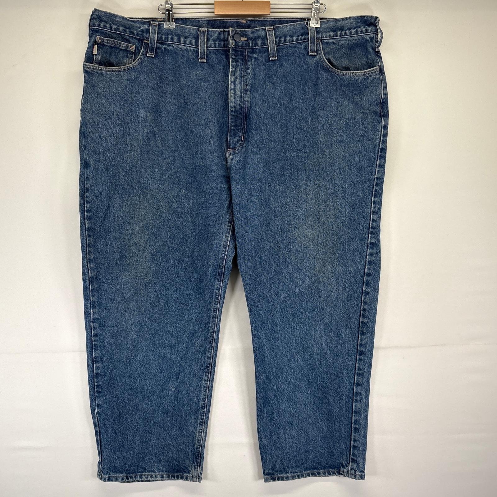 古着 カーハート Carhartt デニムパンツ ワーク ワンポイントロゴ ジーンズ ジーパン 長ズボン 大きいサイズ w50 L30  ブルー メンズ