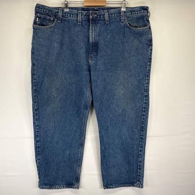 古着 カーハート Carhartt デニムパンツ ワーク ワンポイントロゴ ジーンズ ジーパン 長ズボン 大きいサイズ w50 L30 ブルー メンズ