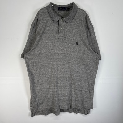 古着 ポロ・ラルフローレン POLO RALPH LAUREN 半袖 ポロシャツ ロゴ 刺繍 大きいサイズ 2ボタン XL グレー 無地 メンズ